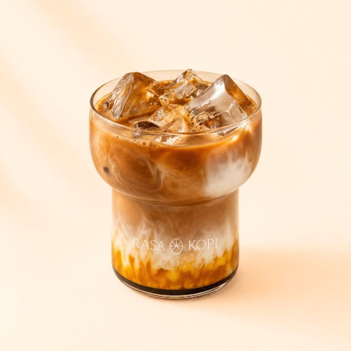Es Kopi Susu Gula Aren: iced coffee with milk and palm sugar